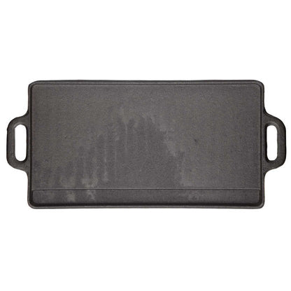 KitchenCraft Deluxe Cast Iron Griddle 45cm x 23cm plain side