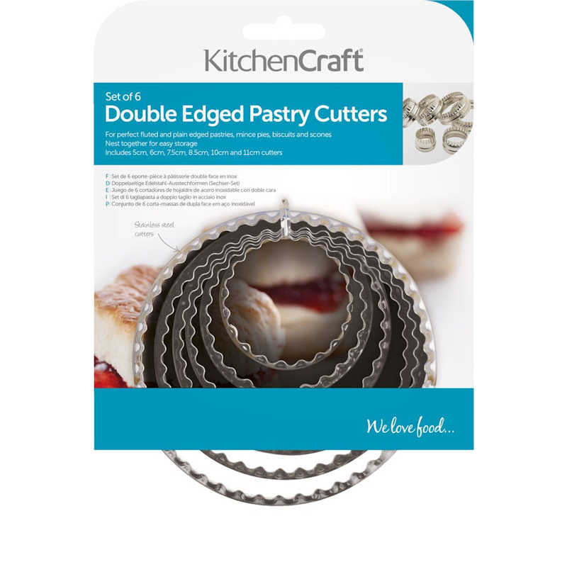 KitchenCraft Set of Six Double Edged Biscuit / Pastry Cutters