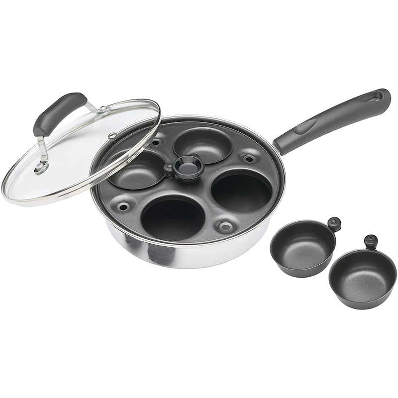 KitchenCraft Aluminium Coated Carbon Steel Four Hole Egg Poacher