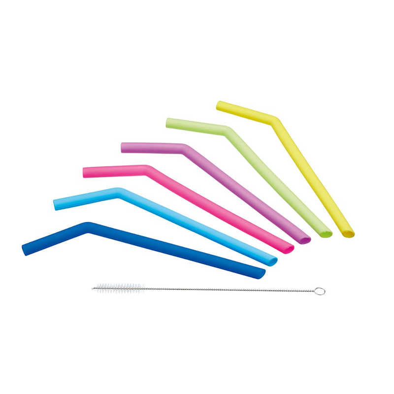 Kitchen Craft Silicone Straws with Cleaning Brush