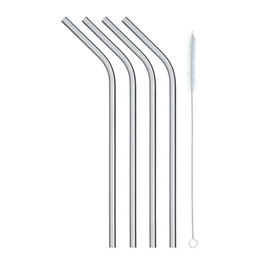 Kitchen Craft Pack of Four Stainless Steel Reusable Drinks Straws