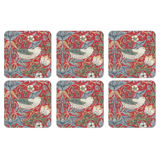 Pimpernel Morris & Co Set of 6 Strawberry Thief Red Coasters