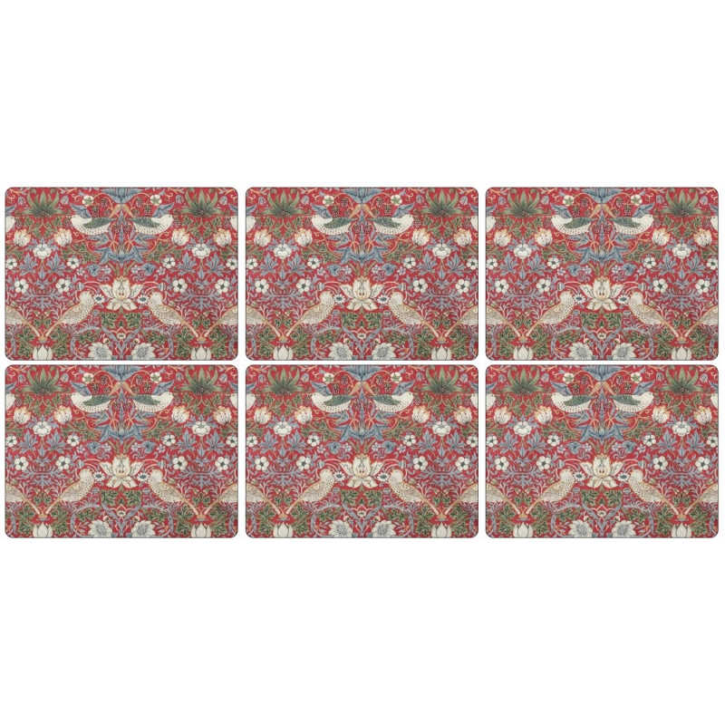 Pimpernel Morris & Co Set of 6 Strawberry Thief Red Placemats